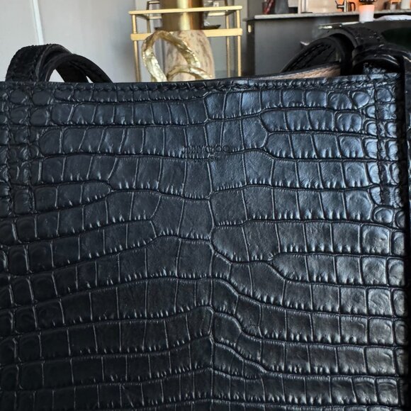 Jimmy Choo Black Croc Embossed Leather Tote - Picture 6 of 16